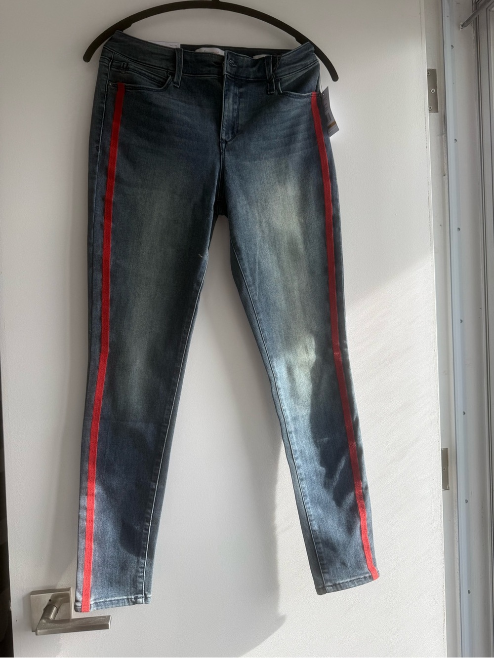 Skinnygirl Dark Wash Skinny Jeans with Red Side Stripes